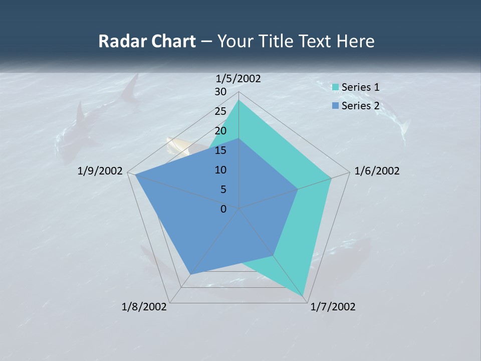 A Man In A Kayak Surrounded By Sharks PowerPoint Template