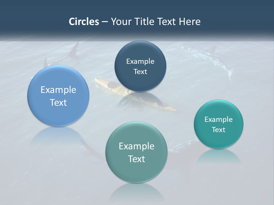 A Man In A Kayak Surrounded By Sharks PowerPoint Template
