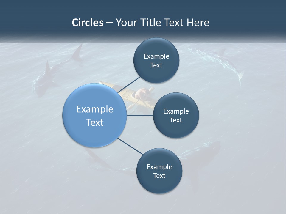 A Man In A Kayak Surrounded By Sharks PowerPoint Template