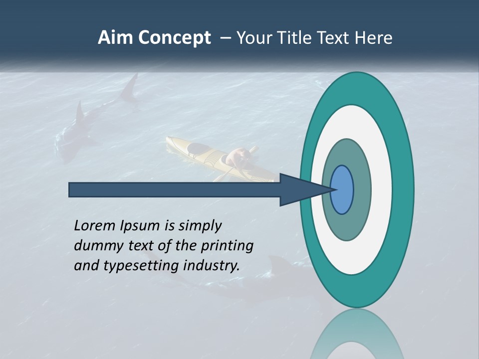 A Man In A Kayak Surrounded By Sharks PowerPoint Template