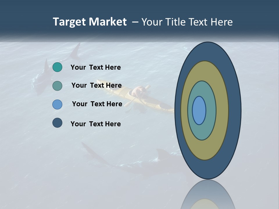 A Man In A Kayak Surrounded By Sharks PowerPoint Template