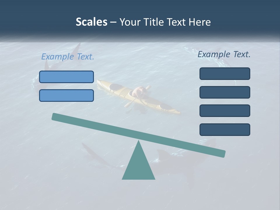 A Man In A Kayak Surrounded By Sharks PowerPoint Template