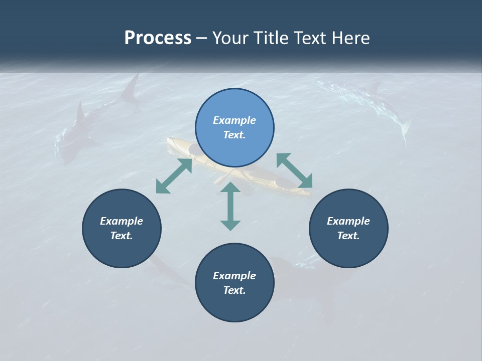 A Man In A Kayak Surrounded By Sharks PowerPoint Template