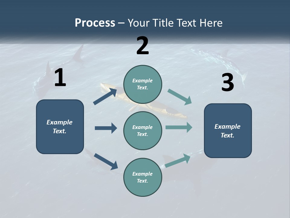 A Man In A Kayak Surrounded By Sharks PowerPoint Template
