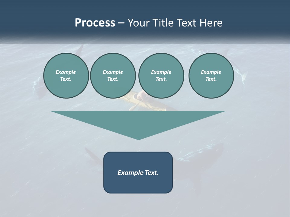 A Man In A Kayak Surrounded By Sharks PowerPoint Template