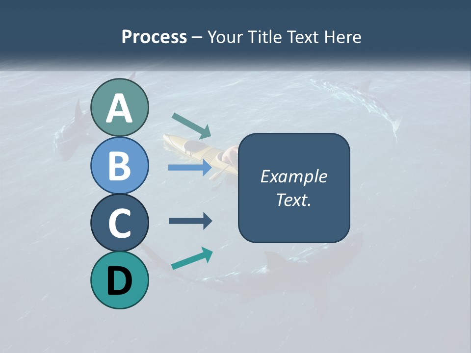 A Man In A Kayak Surrounded By Sharks PowerPoint Template