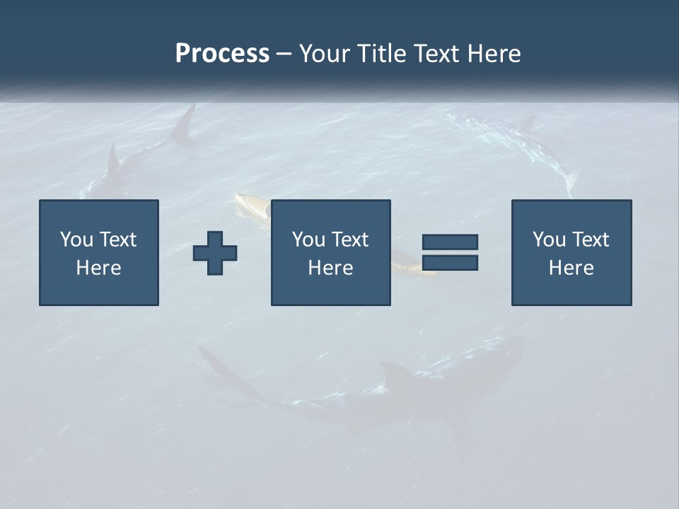 A Man In A Kayak Surrounded By Sharks PowerPoint Template