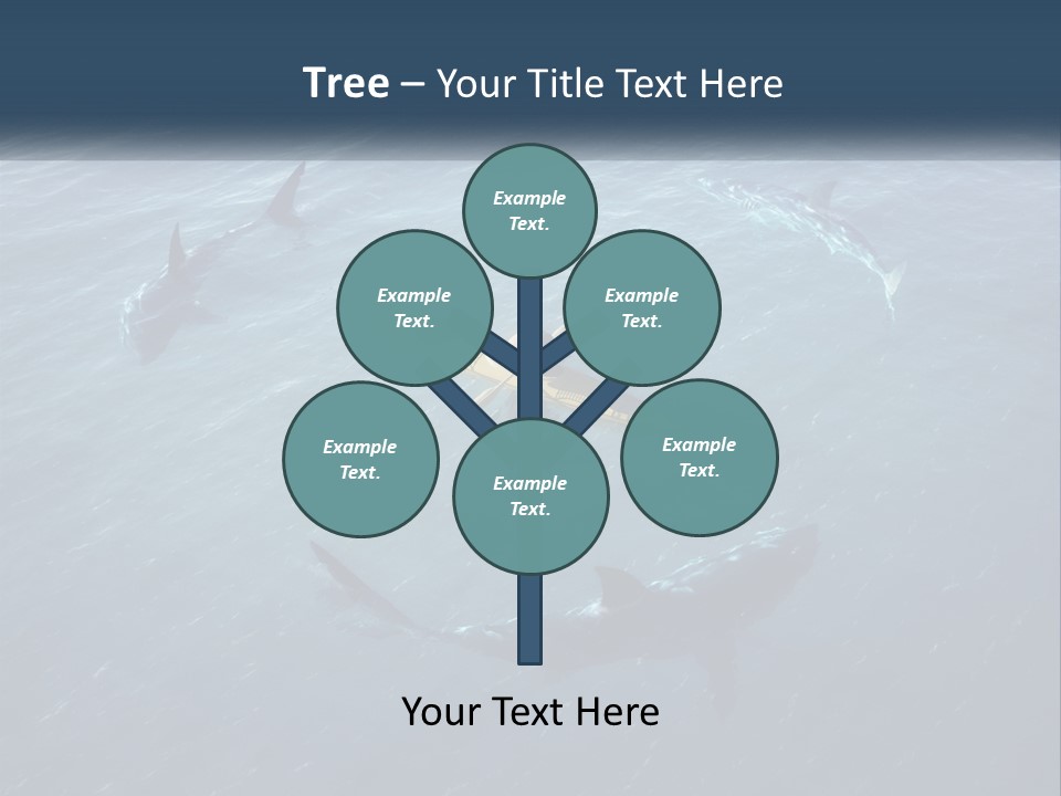 A Man In A Kayak Surrounded By Sharks PowerPoint Template