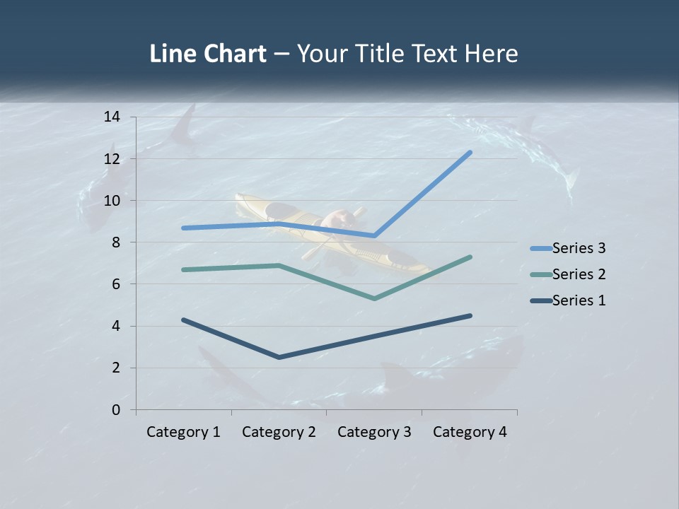 A Man In A Kayak Surrounded By Sharks PowerPoint Template