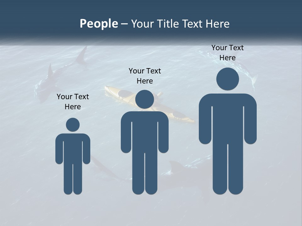 A Man In A Kayak Surrounded By Sharks PowerPoint Template