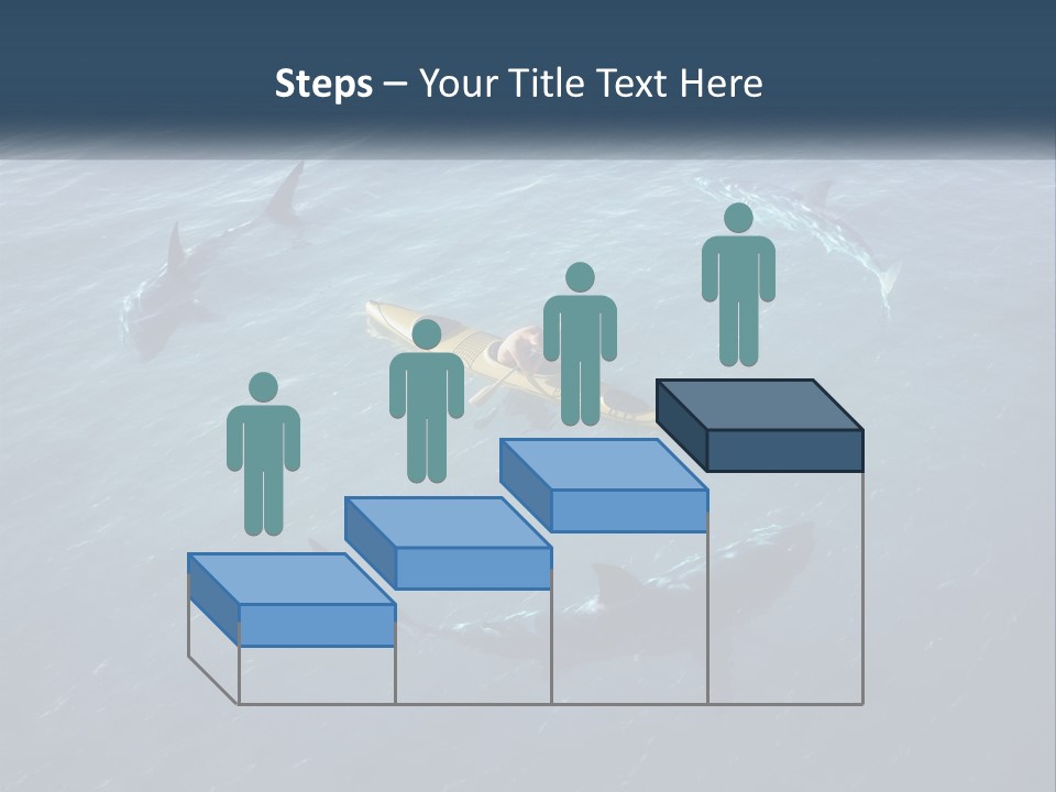 A Man In A Kayak Surrounded By Sharks PowerPoint Template