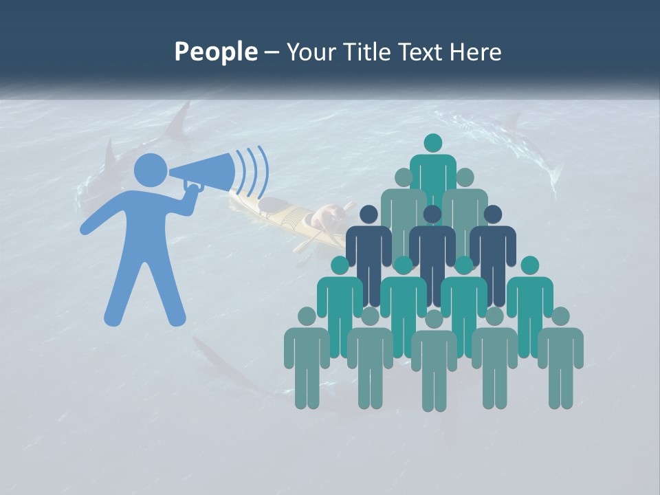 A Man In A Kayak Surrounded By Sharks PowerPoint Template