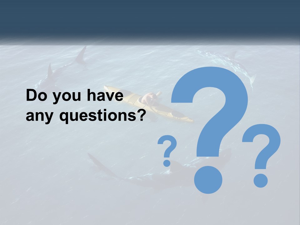 A Man In A Kayak Surrounded By Sharks PowerPoint Template