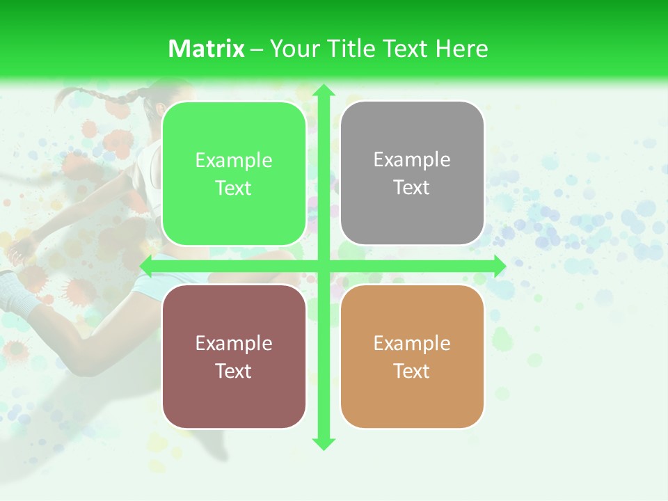 A Woman Tennis Player In Action On A Green And White Background PowerPoint Template
