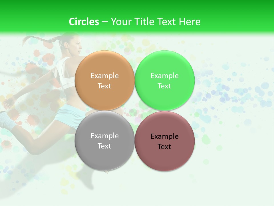 A Woman Tennis Player In Action On A Green And White Background PowerPoint Template