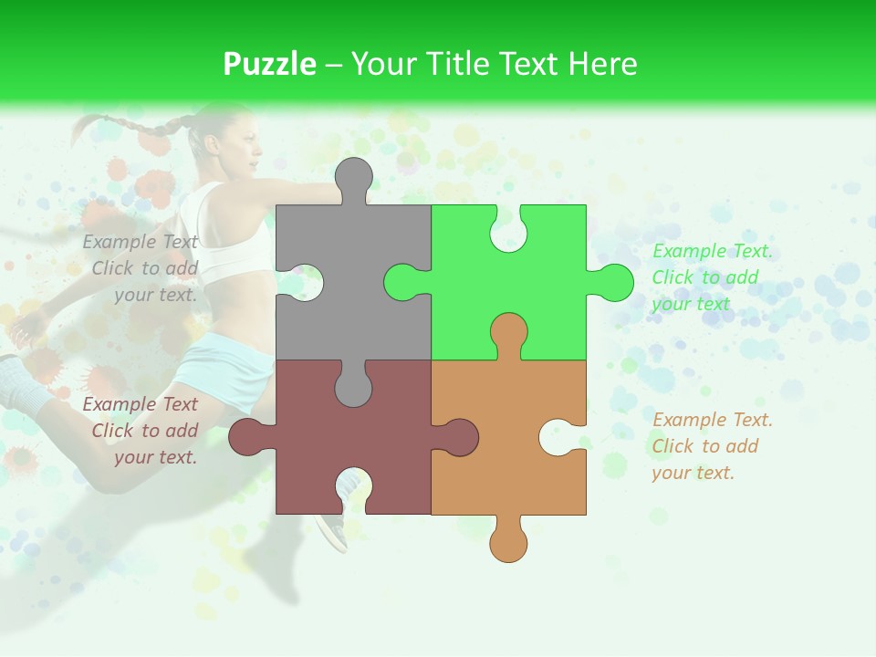 A Woman Tennis Player In Action On A Green And White Background PowerPoint Template