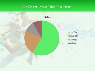 A Woman Tennis Player In Action On A Green And White Background PowerPoint Template