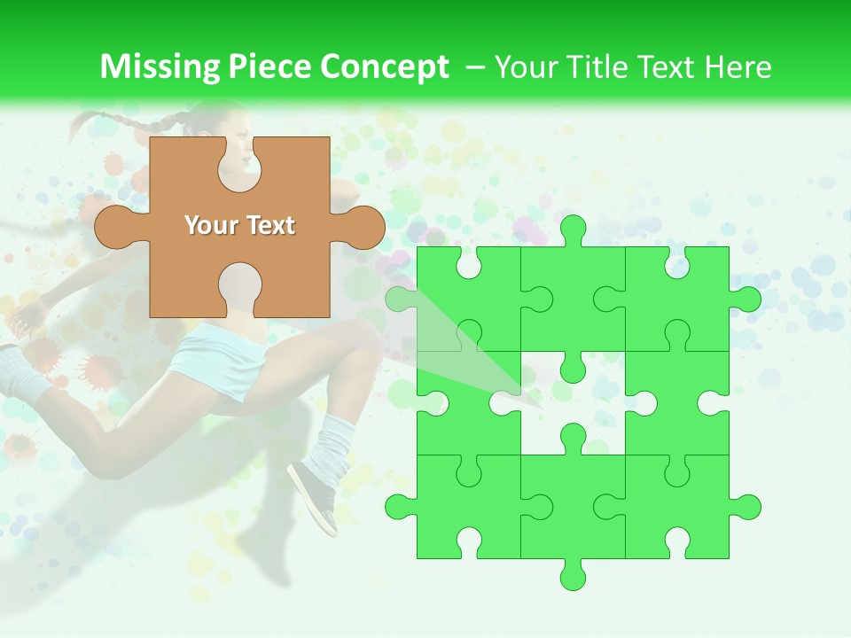 A Woman Tennis Player In Action On A Green And White Background PowerPoint Template
