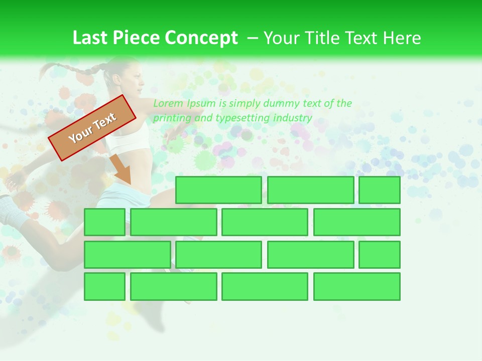 A Woman Tennis Player In Action On A Green And White Background PowerPoint Template