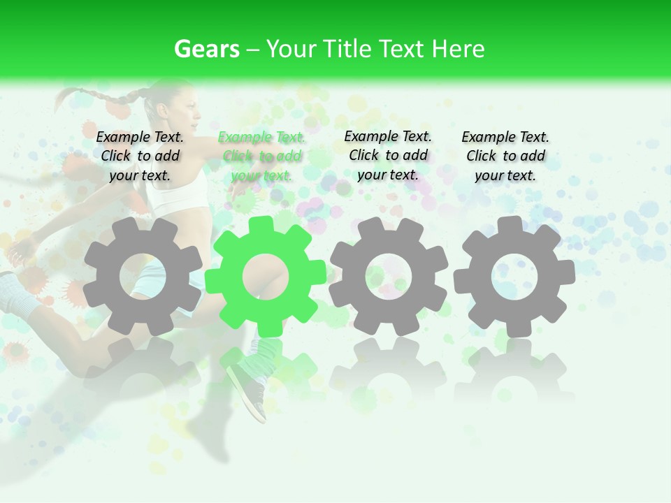 A Woman Tennis Player In Action On A Green And White Background PowerPoint Template