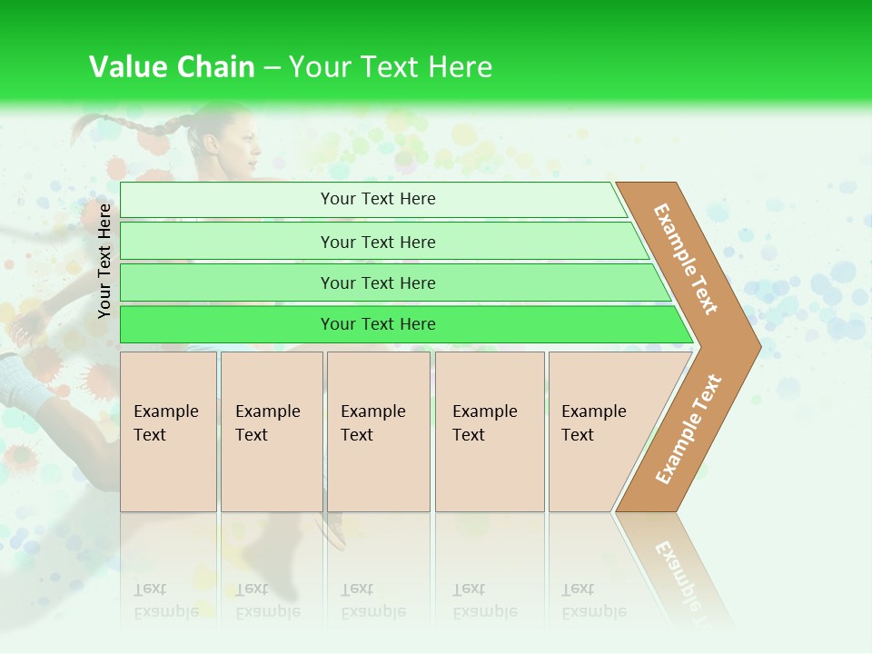 A Woman Tennis Player In Action On A Green And White Background PowerPoint Template