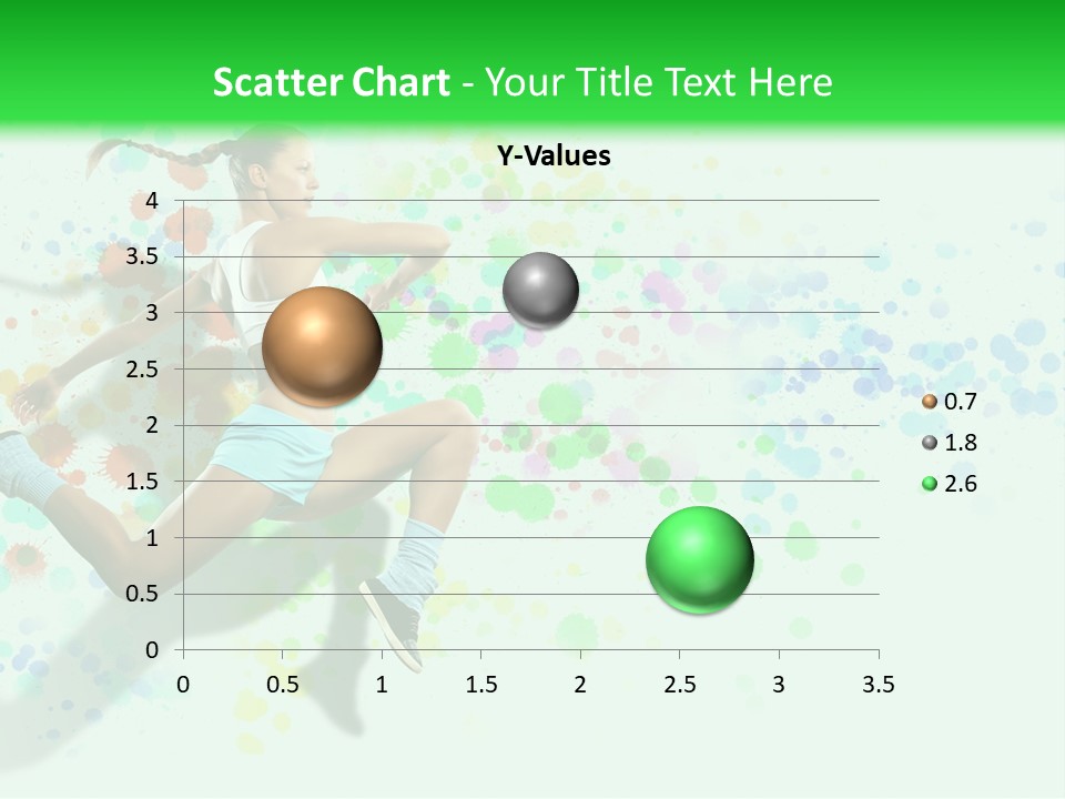 A Woman Tennis Player In Action On A Green And White Background PowerPoint Template