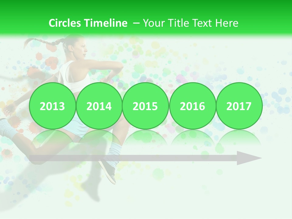 A Woman Tennis Player In Action On A Green And White Background PowerPoint Template