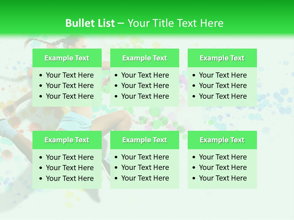 A Woman Tennis Player In Action On A Green And White Background PowerPoint Template