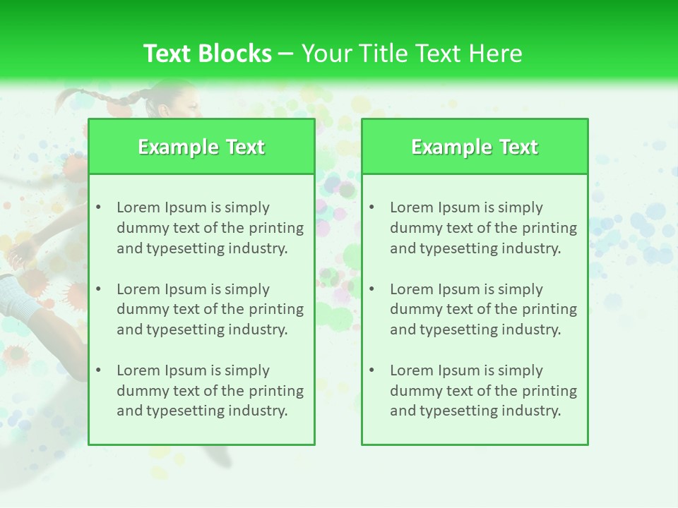 A Woman Tennis Player In Action On A Green And White Background PowerPoint Template