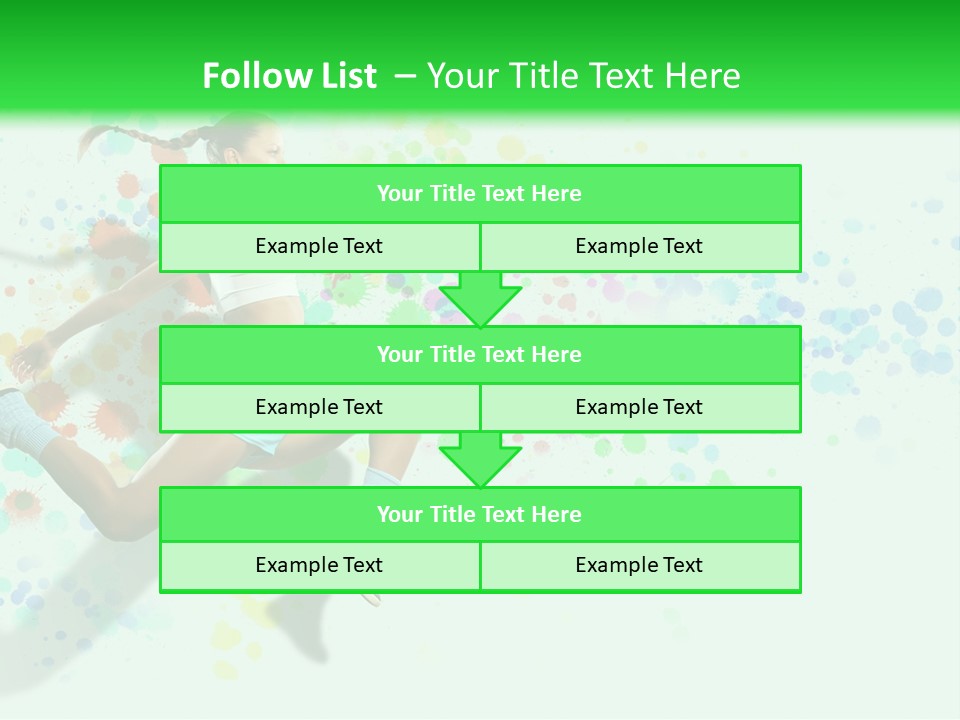 A Woman Tennis Player In Action On A Green And White Background PowerPoint Template