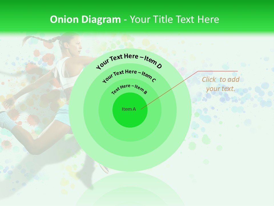 A Woman Tennis Player In Action On A Green And White Background PowerPoint Template