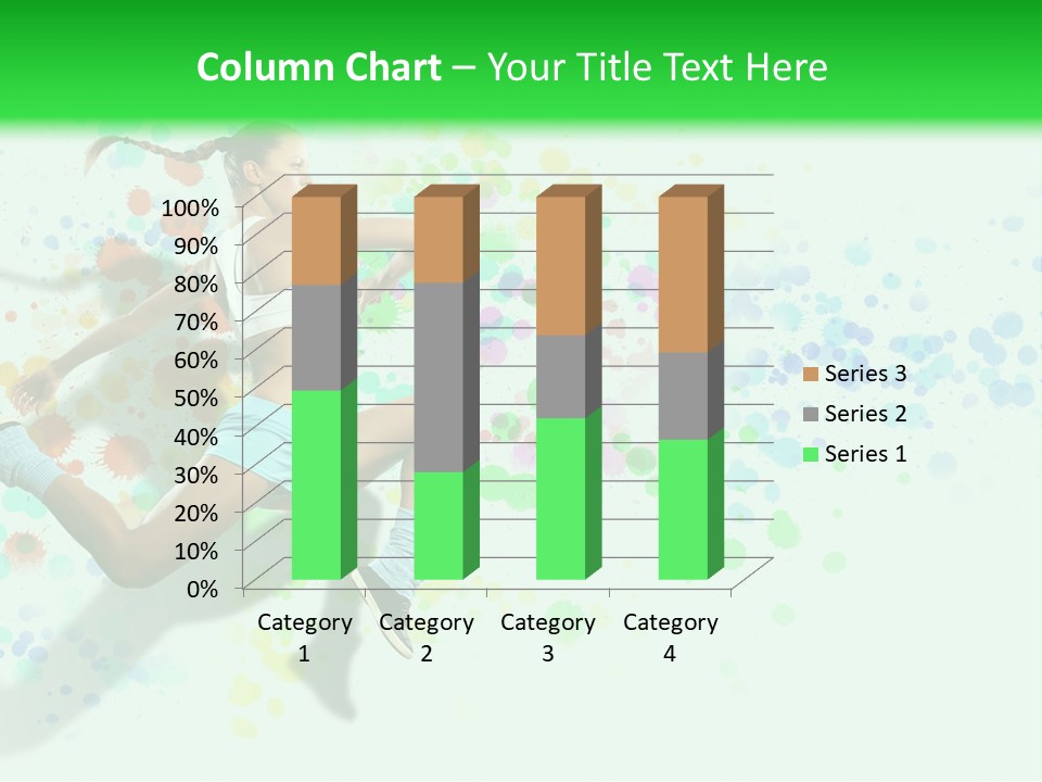 A Woman Tennis Player In Action On A Green And White Background PowerPoint Template