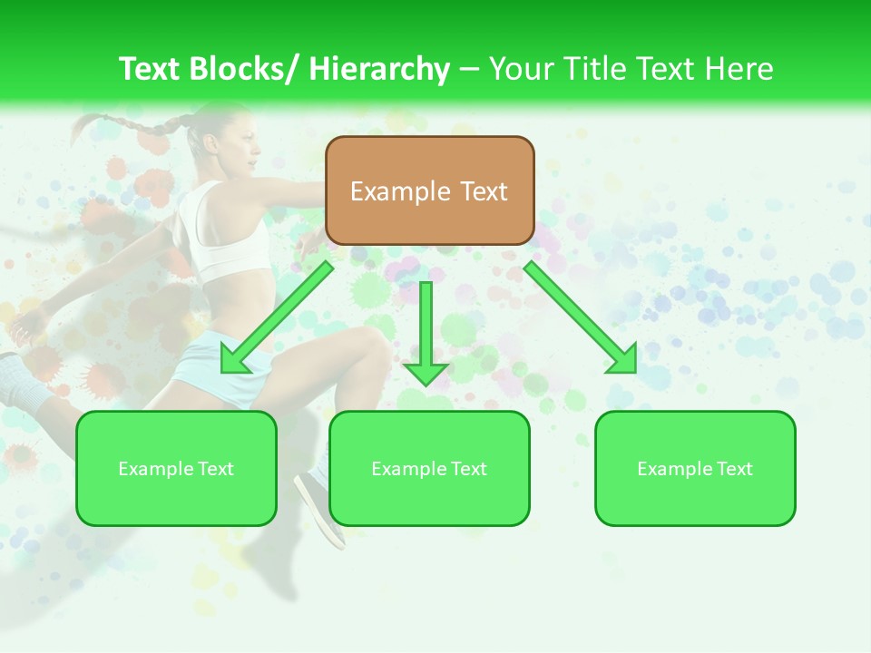 A Woman Tennis Player In Action On A Green And White Background PowerPoint Template