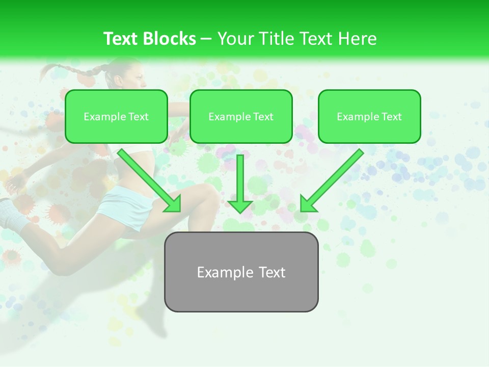A Woman Tennis Player In Action On A Green And White Background PowerPoint Template