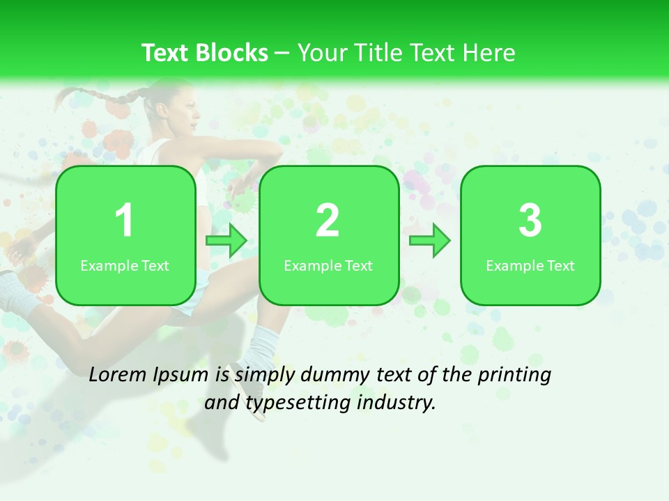 A Woman Tennis Player In Action On A Green And White Background PowerPoint Template
