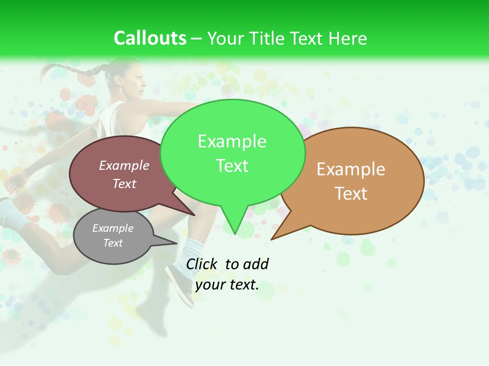 A Woman Tennis Player In Action On A Green And White Background PowerPoint Template
