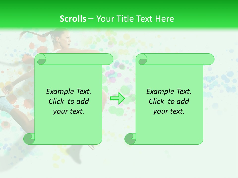 A Woman Tennis Player In Action On A Green And White Background PowerPoint Template