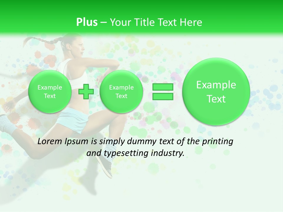 A Woman Tennis Player In Action On A Green And White Background PowerPoint Template