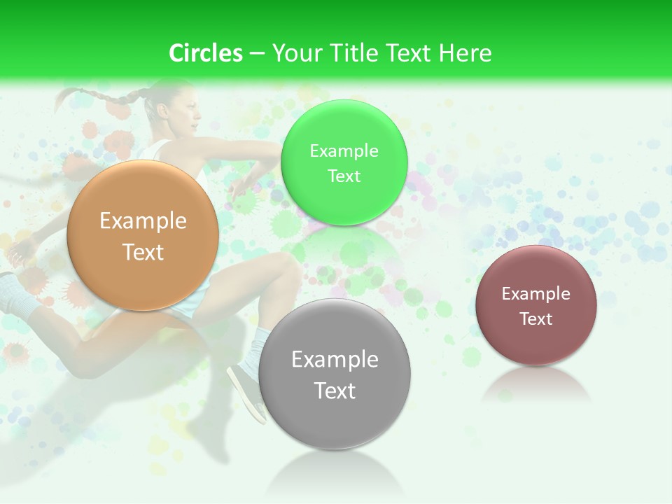 A Woman Tennis Player In Action On A Green And White Background PowerPoint Template