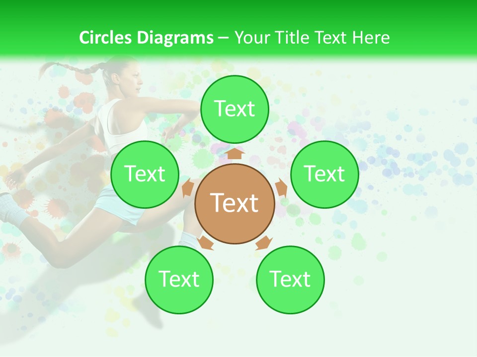 A Woman Tennis Player In Action On A Green And White Background PowerPoint Template