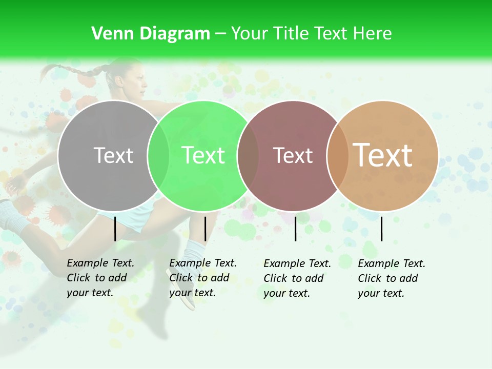 A Woman Tennis Player In Action On A Green And White Background PowerPoint Template