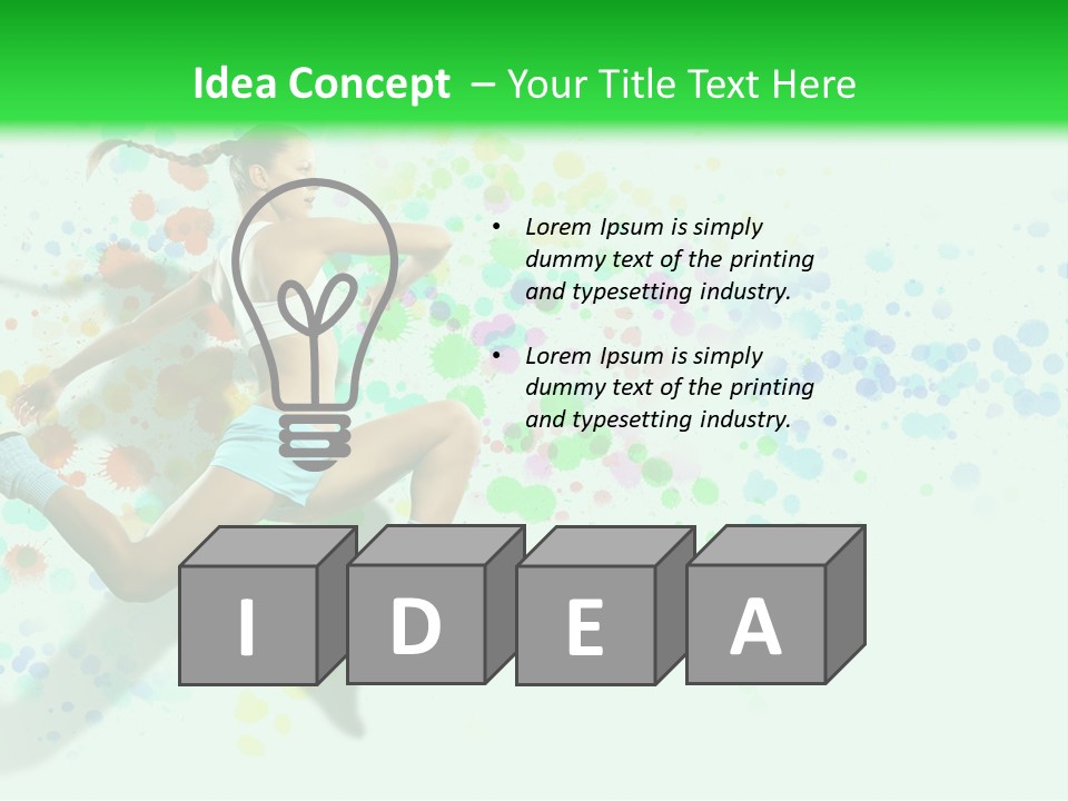 A Woman Tennis Player In Action On A Green And White Background PowerPoint Template
