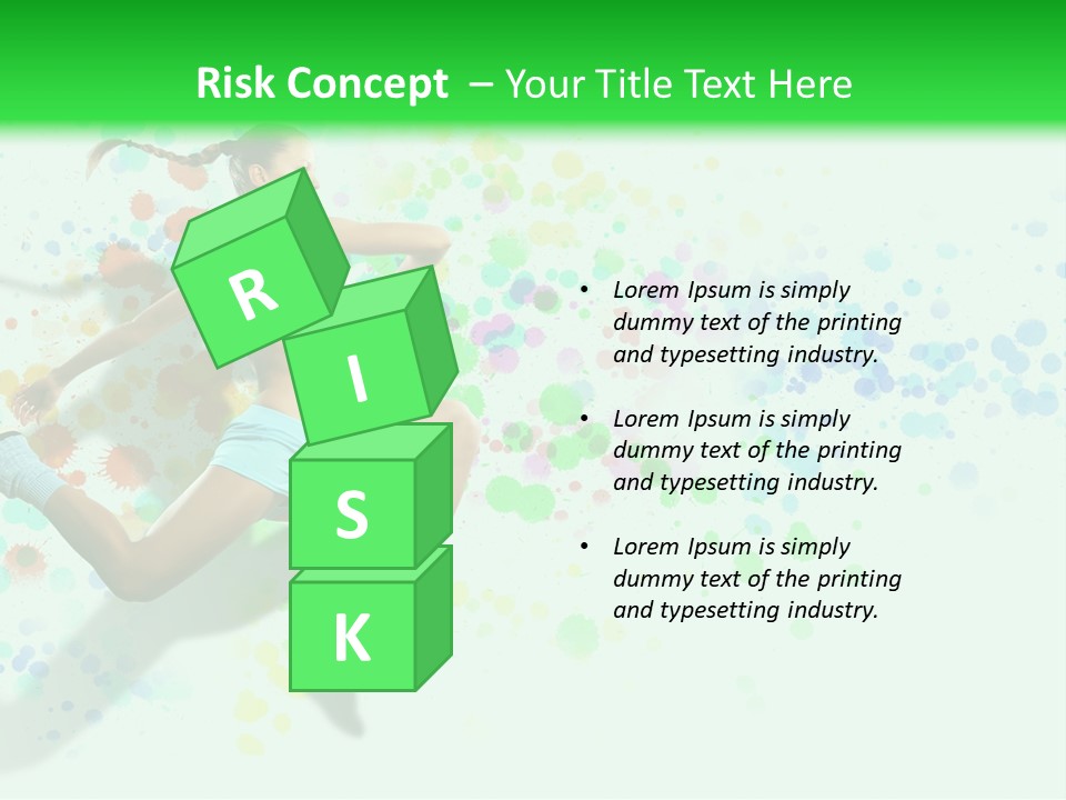 A Woman Tennis Player In Action On A Green And White Background PowerPoint Template