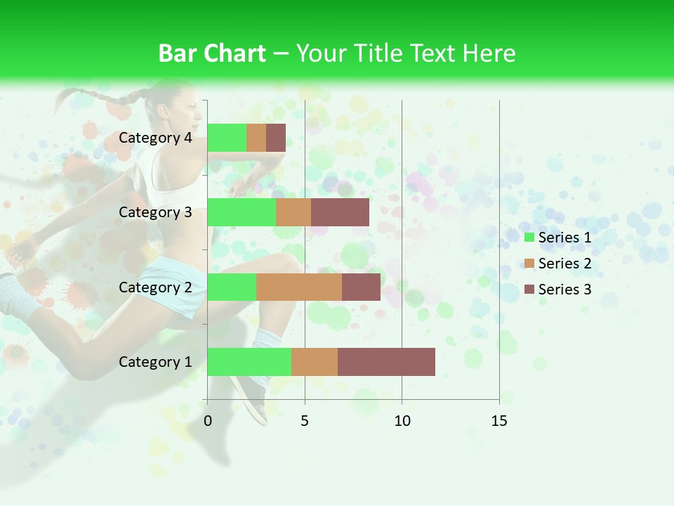 A Woman Tennis Player In Action On A Green And White Background PowerPoint Template