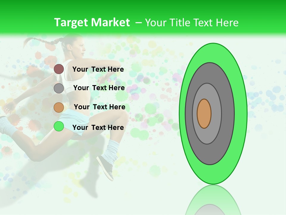 A Woman Tennis Player In Action On A Green And White Background PowerPoint Template