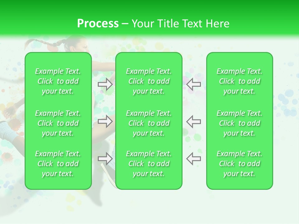 A Woman Tennis Player In Action On A Green And White Background PowerPoint Template