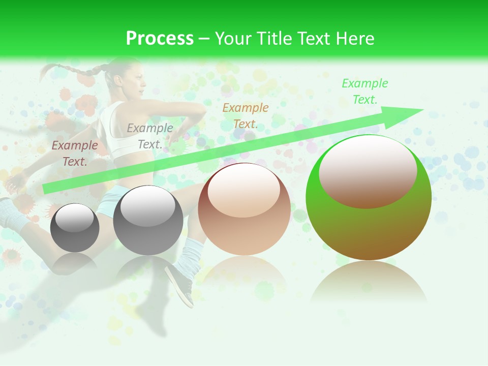 A Woman Tennis Player In Action On A Green And White Background PowerPoint Template