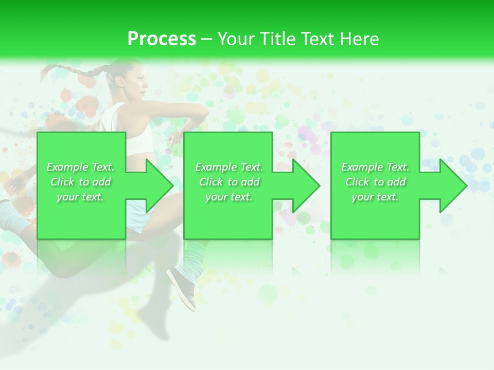 A Woman Tennis Player In Action On A Green And White Background PowerPoint Template