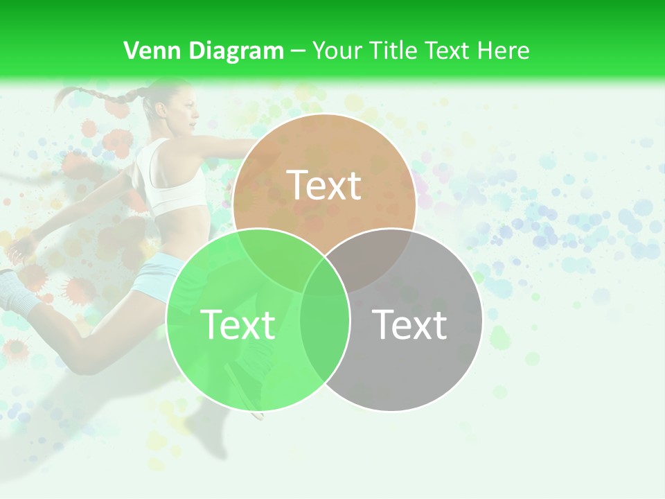 A Woman Tennis Player In Action On A Green And White Background PowerPoint Template