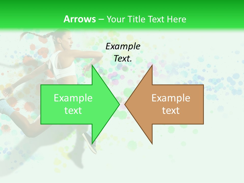 A Woman Tennis Player In Action On A Green And White Background PowerPoint Template